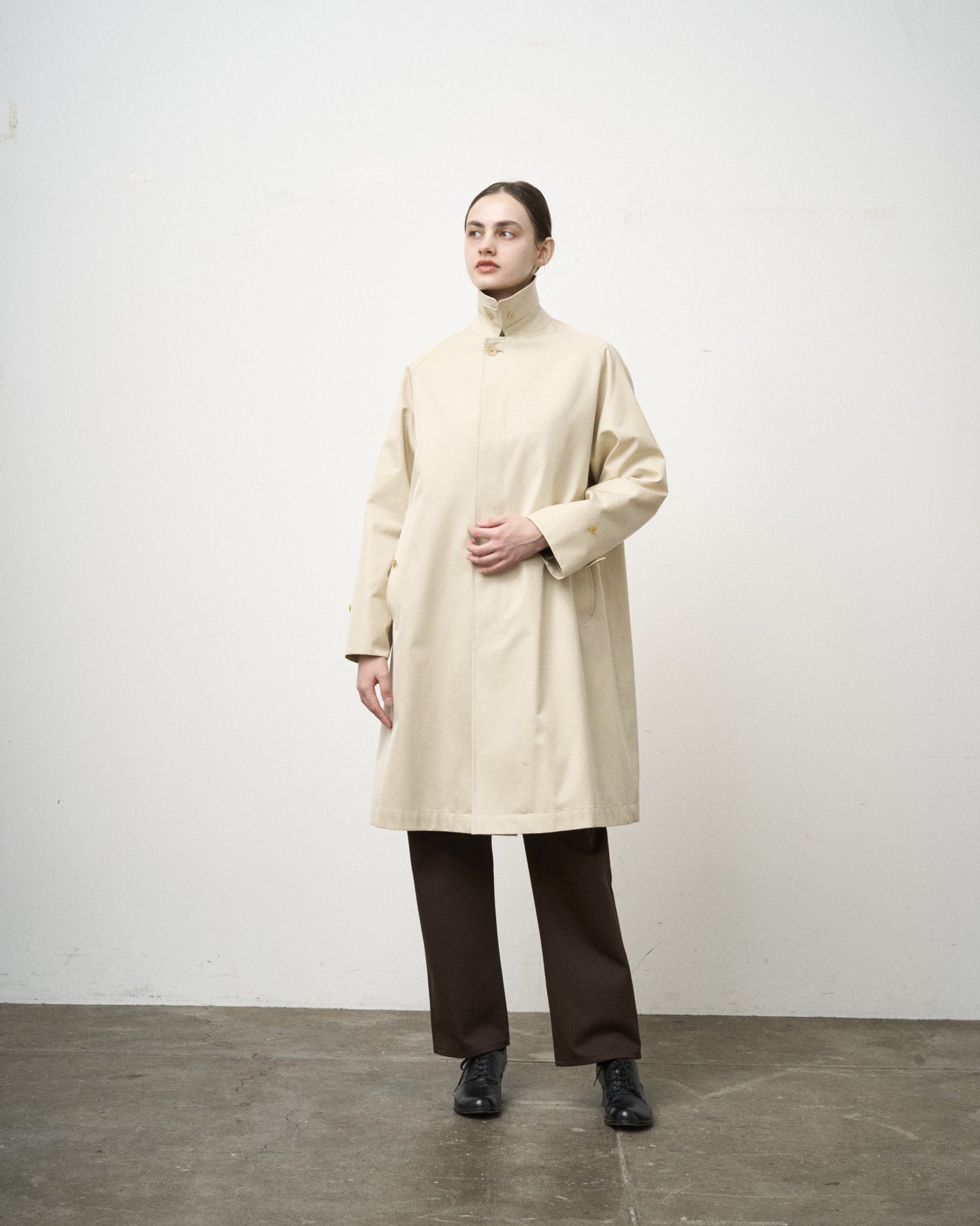 SINGLE RAGLAN COAT GABARDINE OYSTER