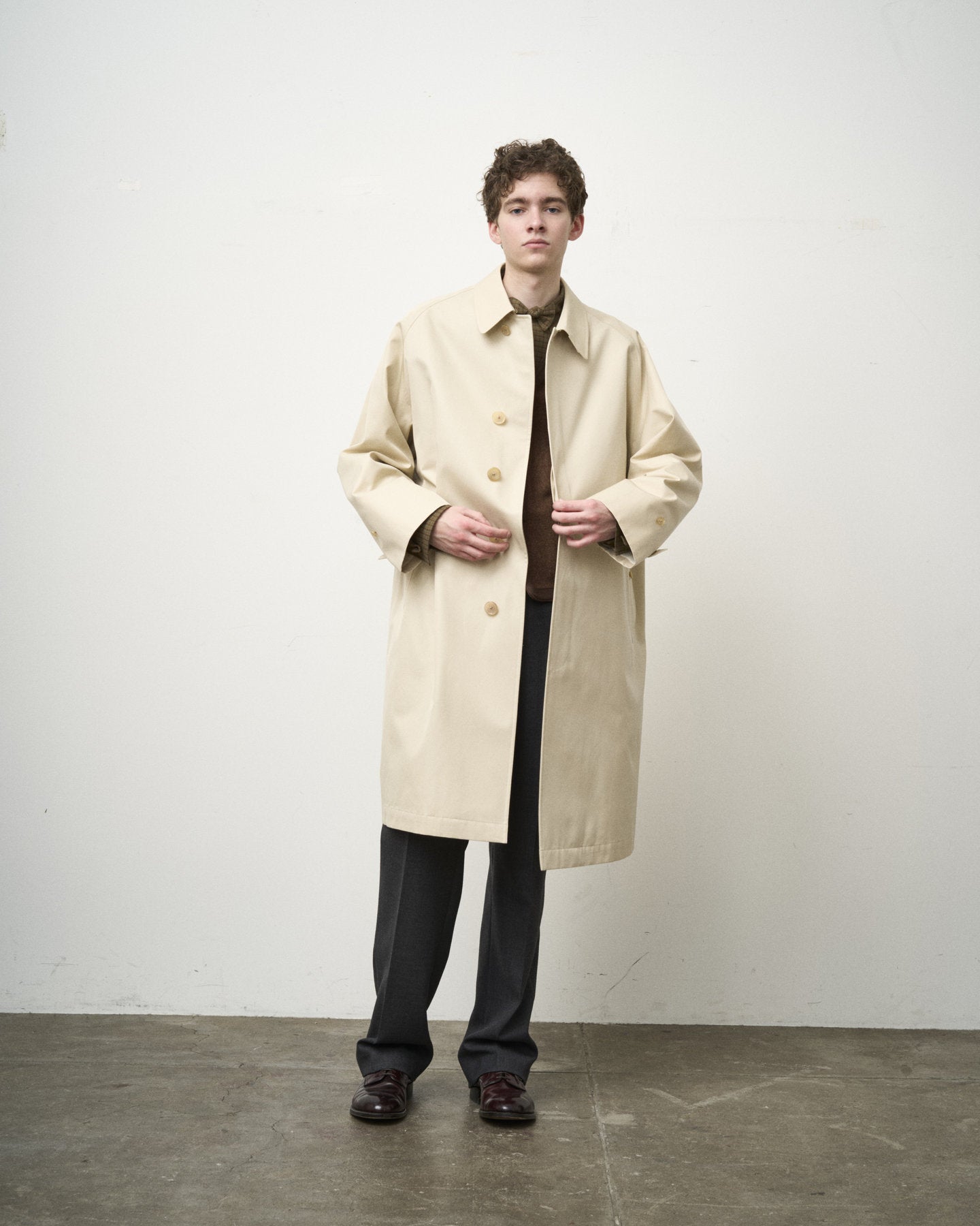 SINGLE RAGLAN COAT GABARDINE OYSTER
