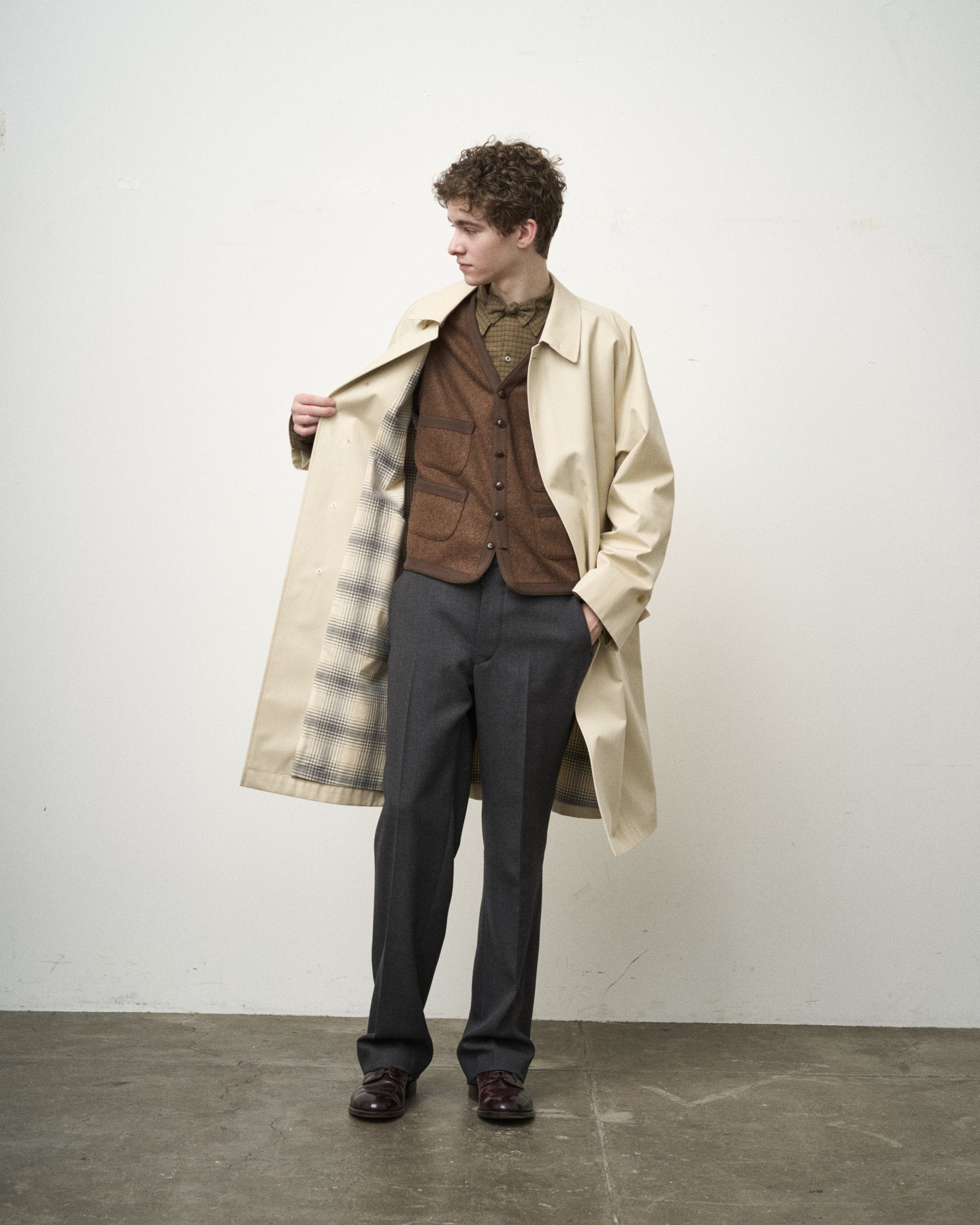 SINGLE RAGLAN COAT GABARDINE OYSTER