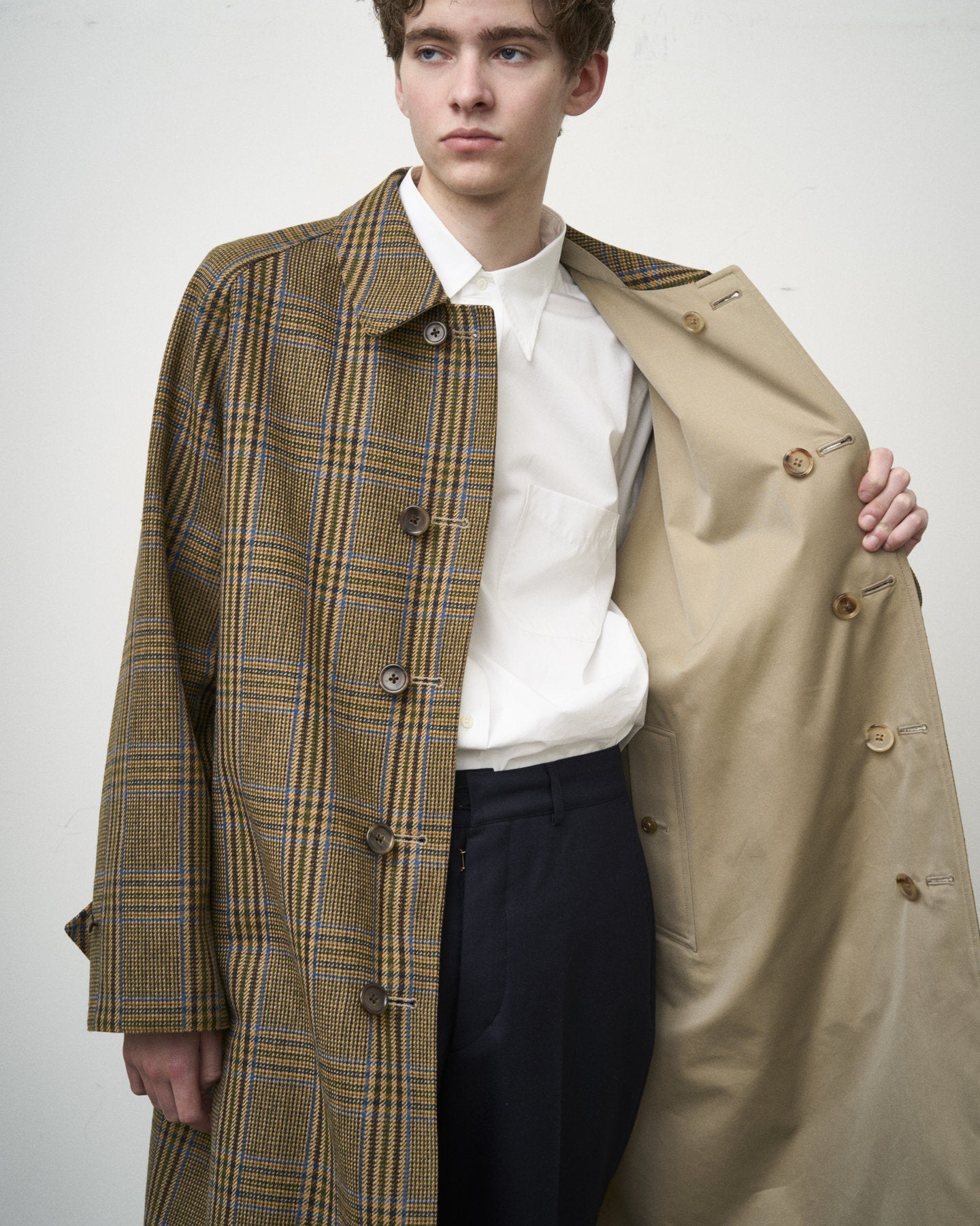 SINGLE RAGLAN COAT Ⅱ REVERSIBLE OVER CHECK BEIGE