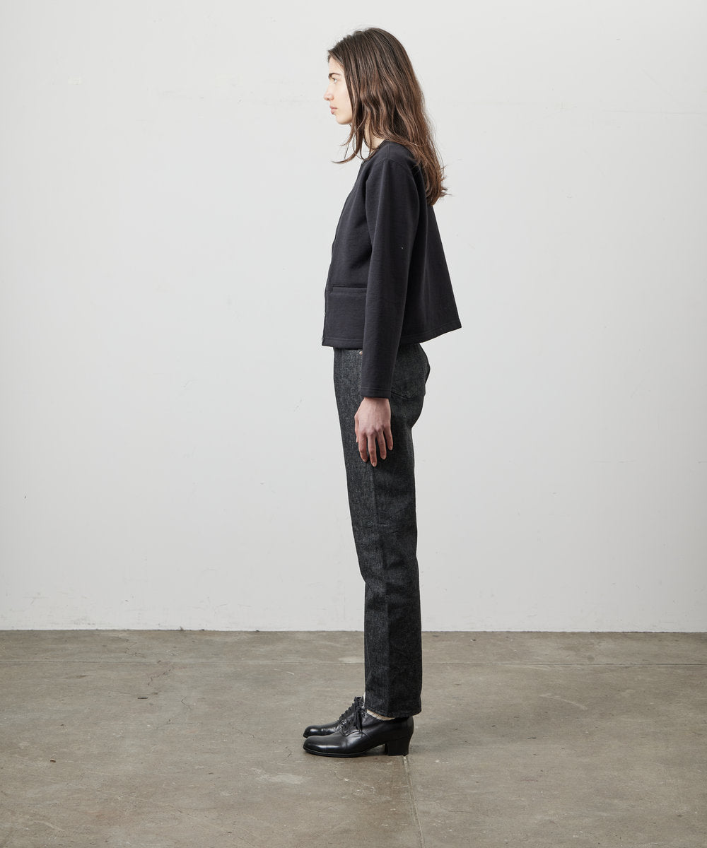 SWEAT CARDIGAN CREW NECK BLACK