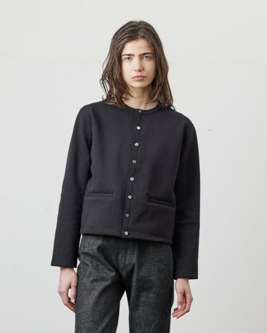 SWEAT CARDIGAN CREW NECK BLACK