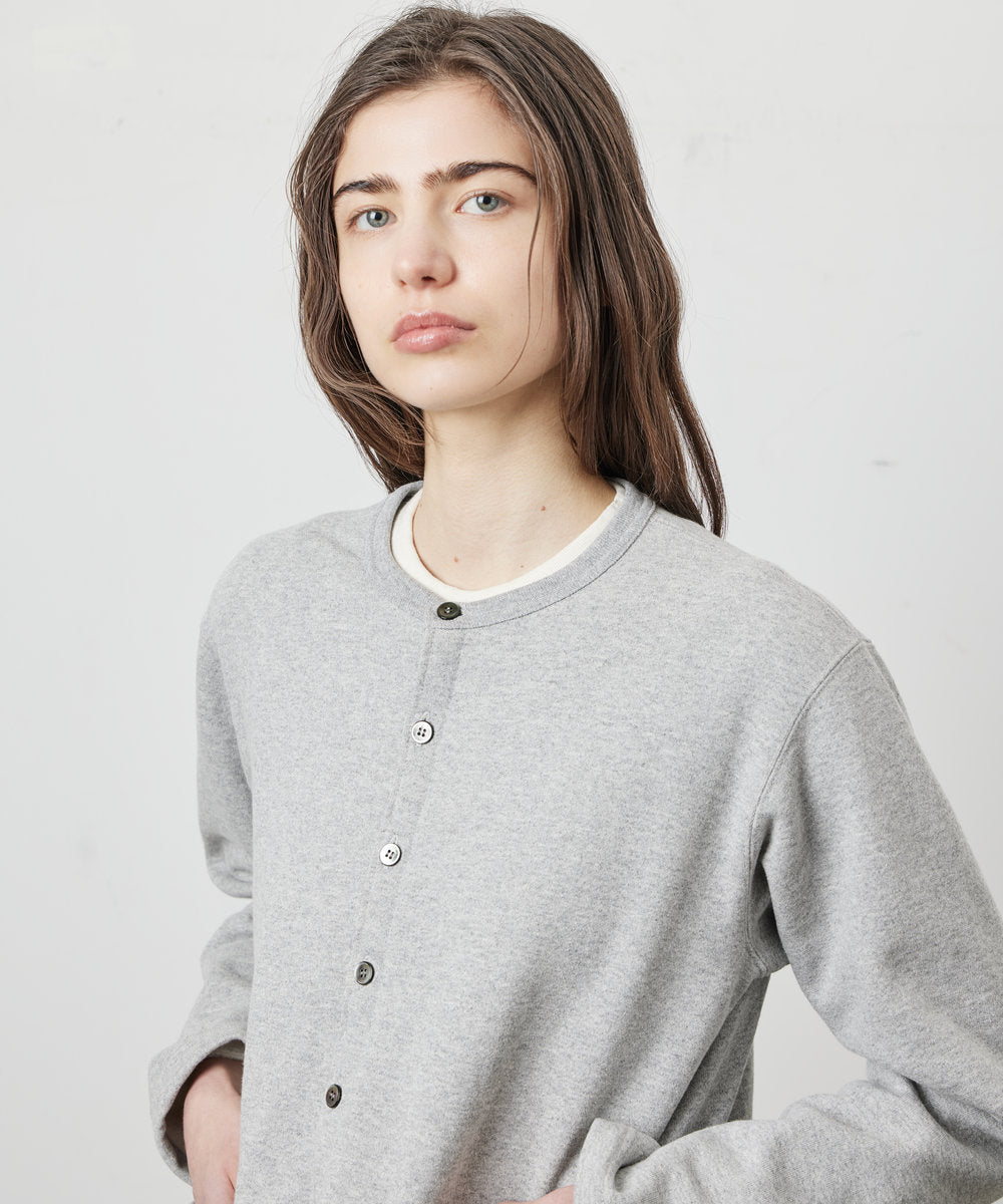 SWEAT CARDIGAN CREW NECK GRAY