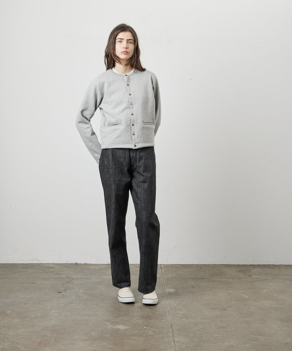 SWEAT CARDIGAN CREW NECK GRAY