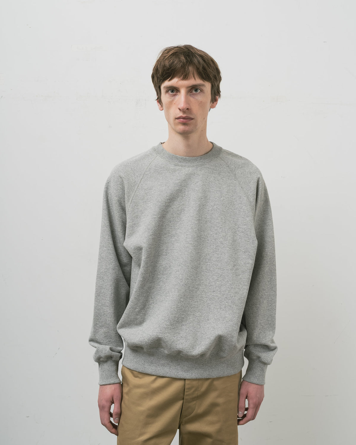 SWEAT SHIRTS RAGLAN SLEEVE CREW NECK GRAY