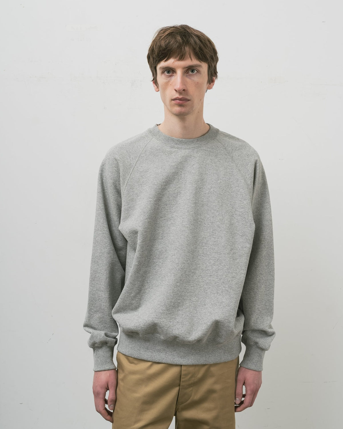 SWEAT SHIRTS RAGLAN SLEEVE CREW NECK GRAY