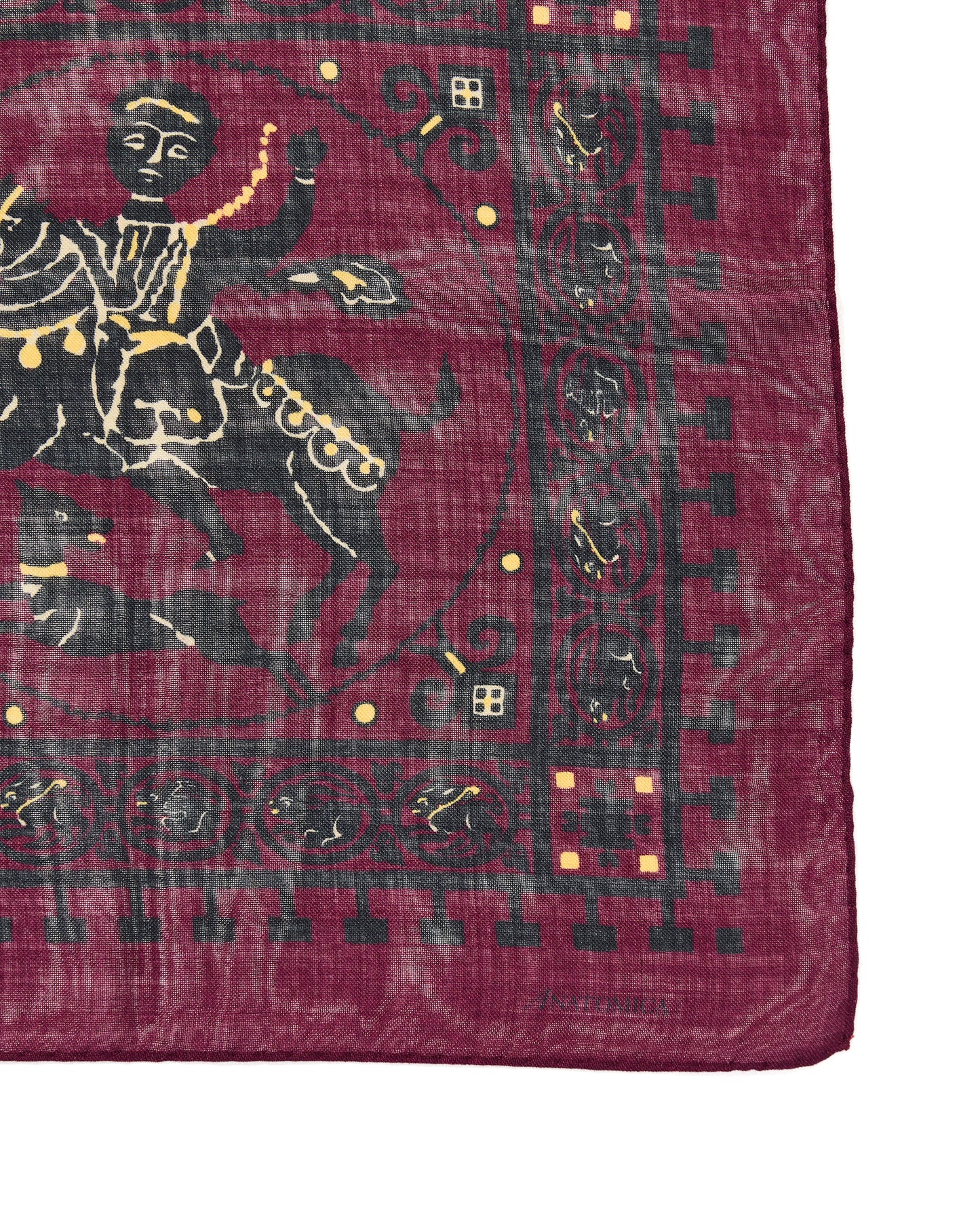 SQUARE SCARF MOSAIC ANIMALS BURGUNDY
