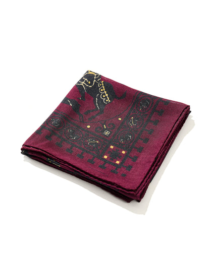 SQUARE SCARF MOSAIC ANIMALS BURGUNDY