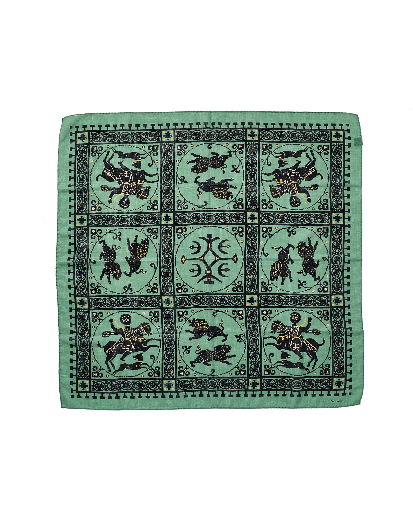 SQUARE SCARF MOSAIC ANIMALS EMERALD