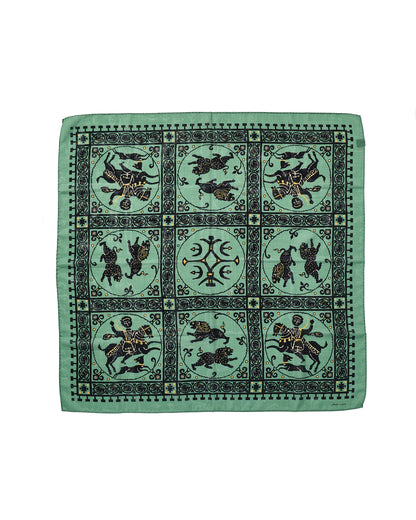 SQUARE SCARF MOSAIC ANIMALS EMERALD