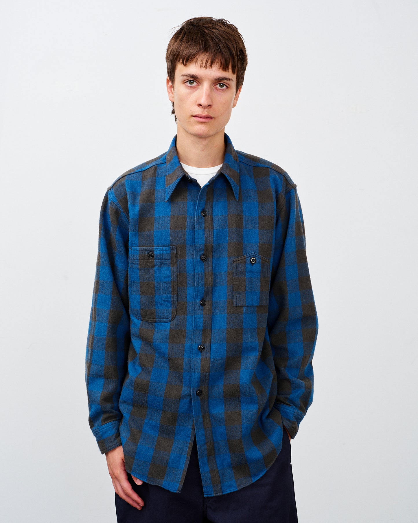 BIG YANK Y1945 SHRITS FLANNEL BROCK CHECK BLUE