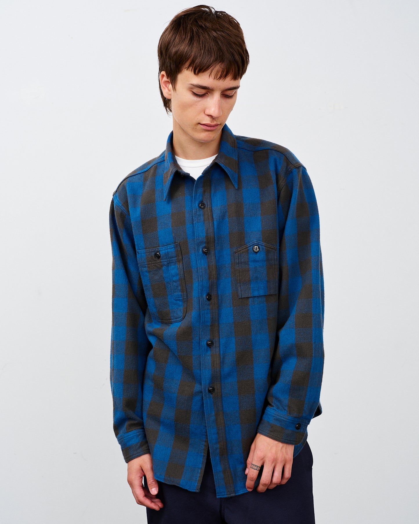 BIG YANK Y1945 SHRITS FLANNEL BROCK CHECK BLUE