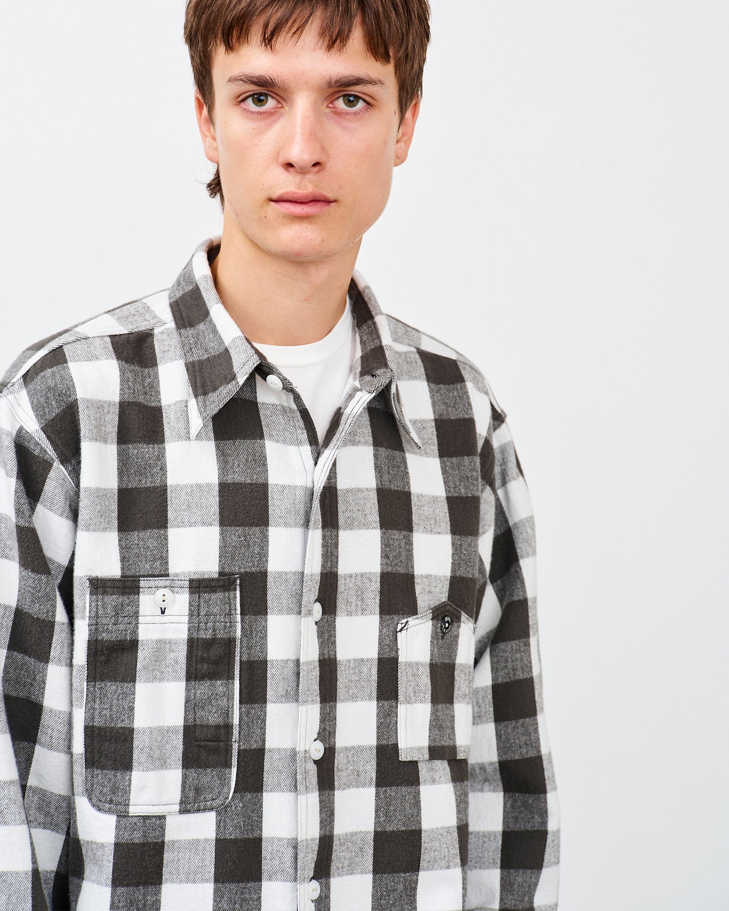 BIG YANK Y1945 SHRITS FLANNEL BROCK CHECK WHITE