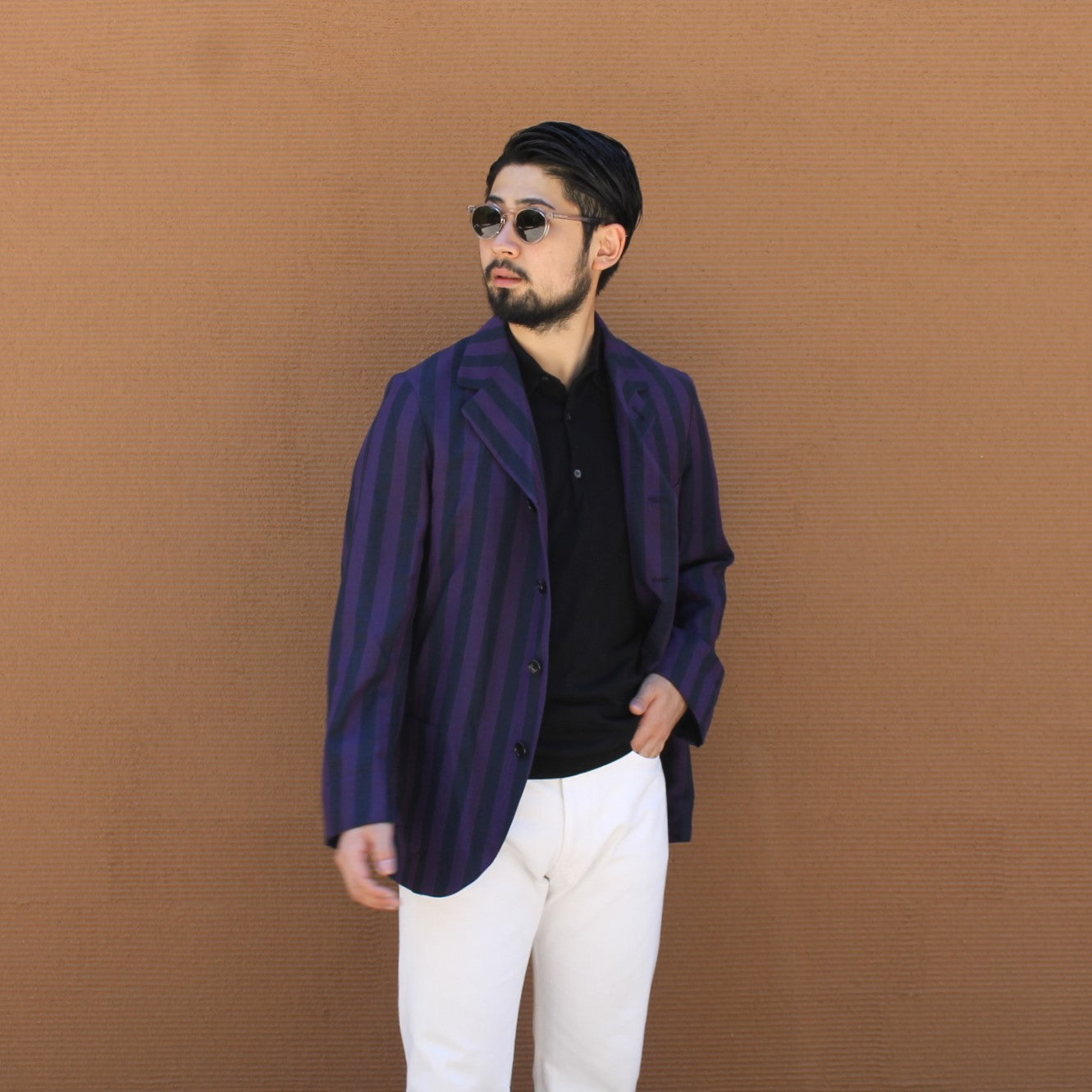 COLLEGE FOX LINEN STRIPES PURPLE