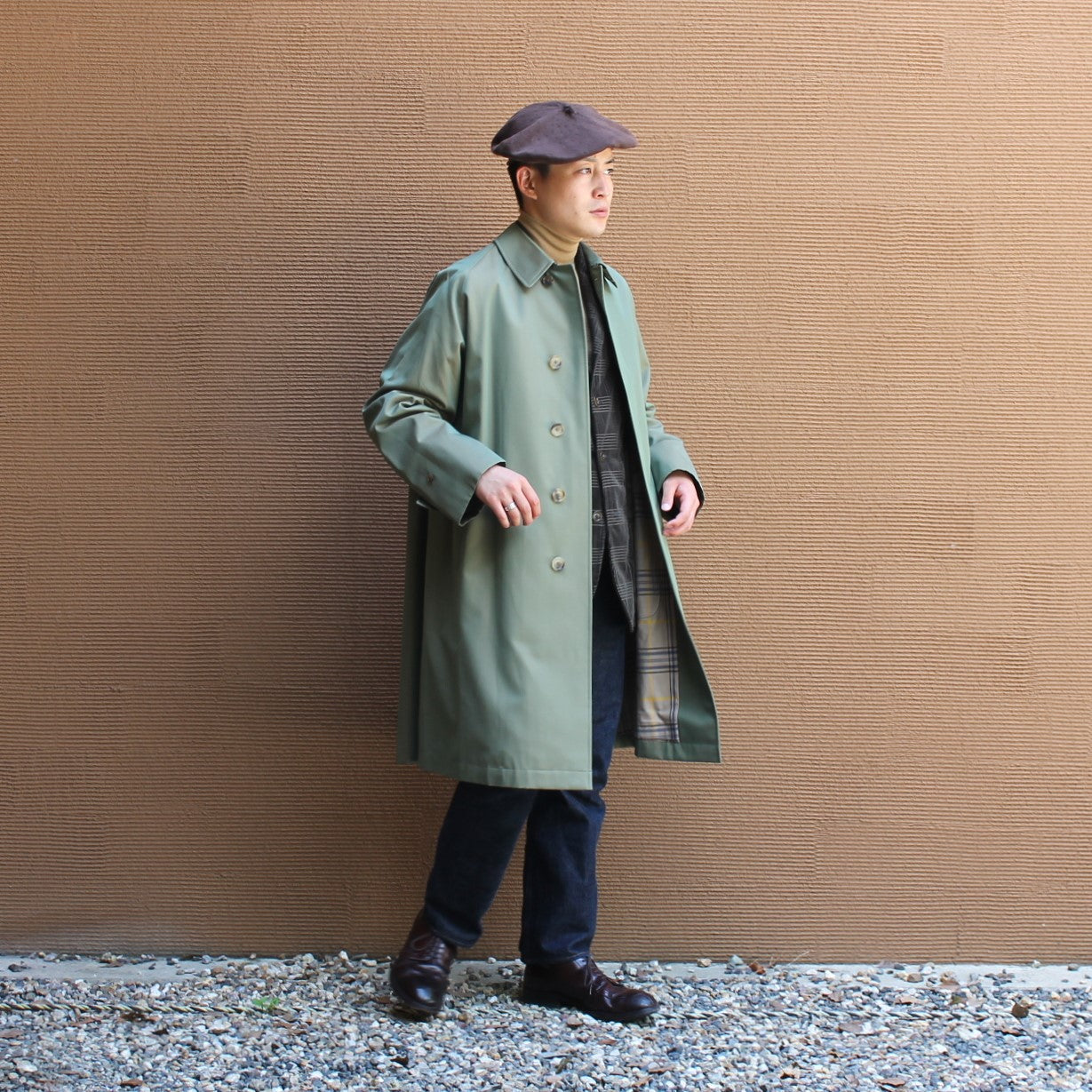 SINGLE RAGLAN COAT GABARDINE OLIVE