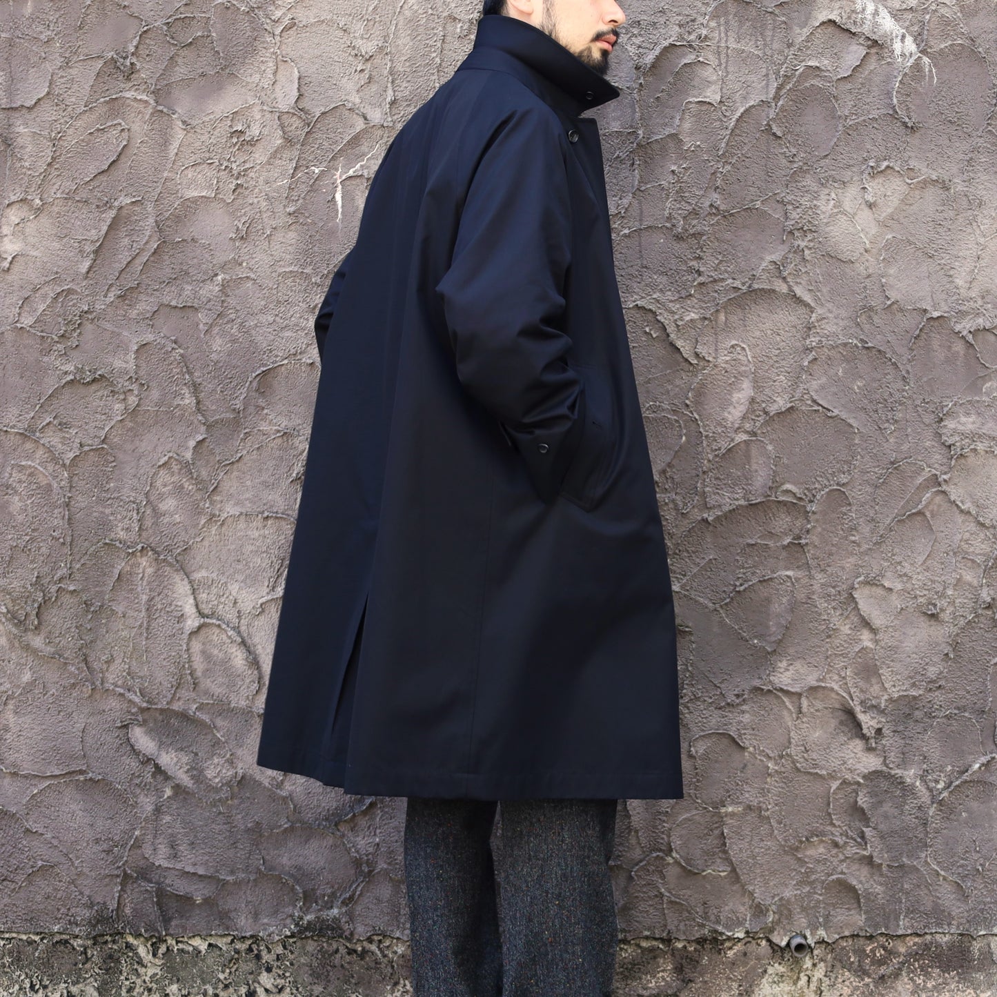 SINGLE RAGLAN COAT GABARDINE BLACK