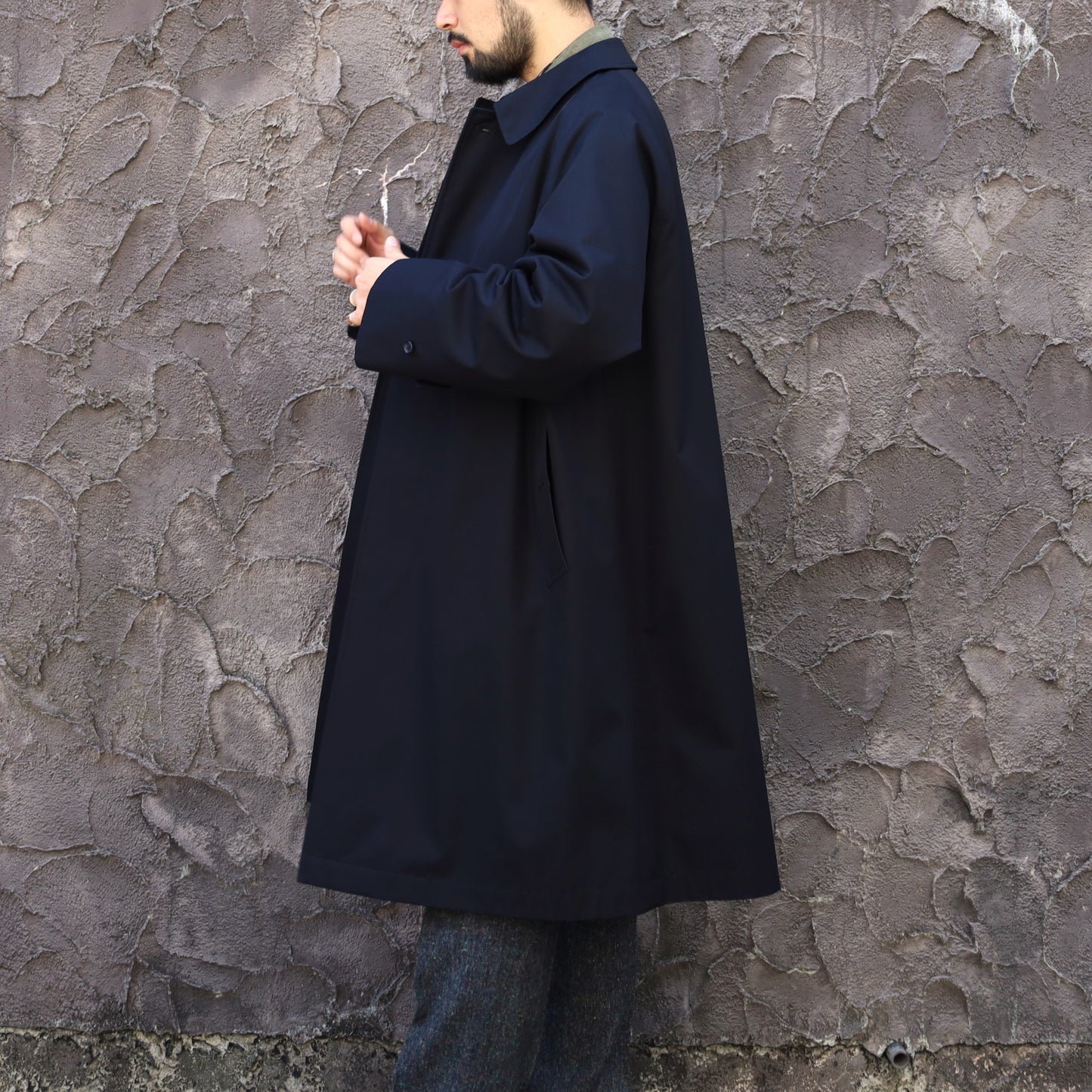 SINGLE RAGLAN COAT GABARDINE BLACK