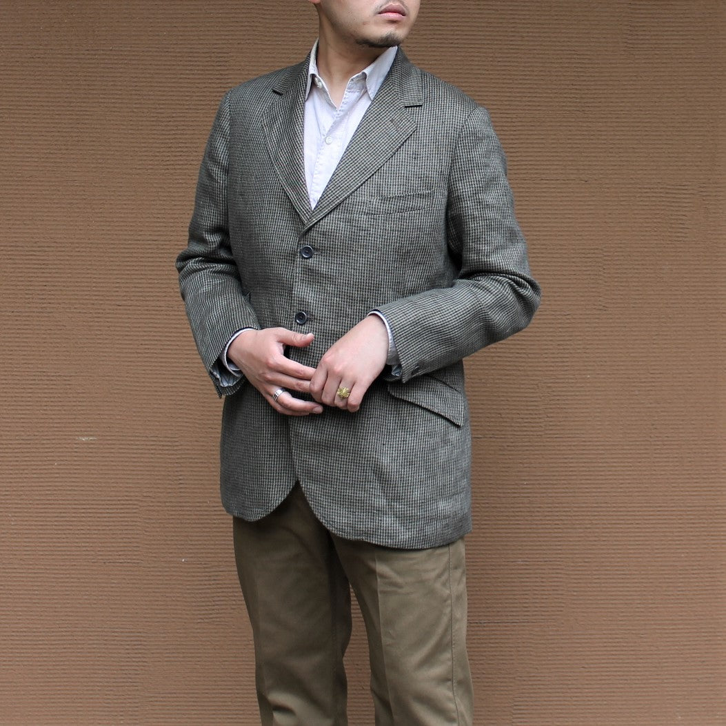 CHARLY LINEN CHECK OLIVE BLUE