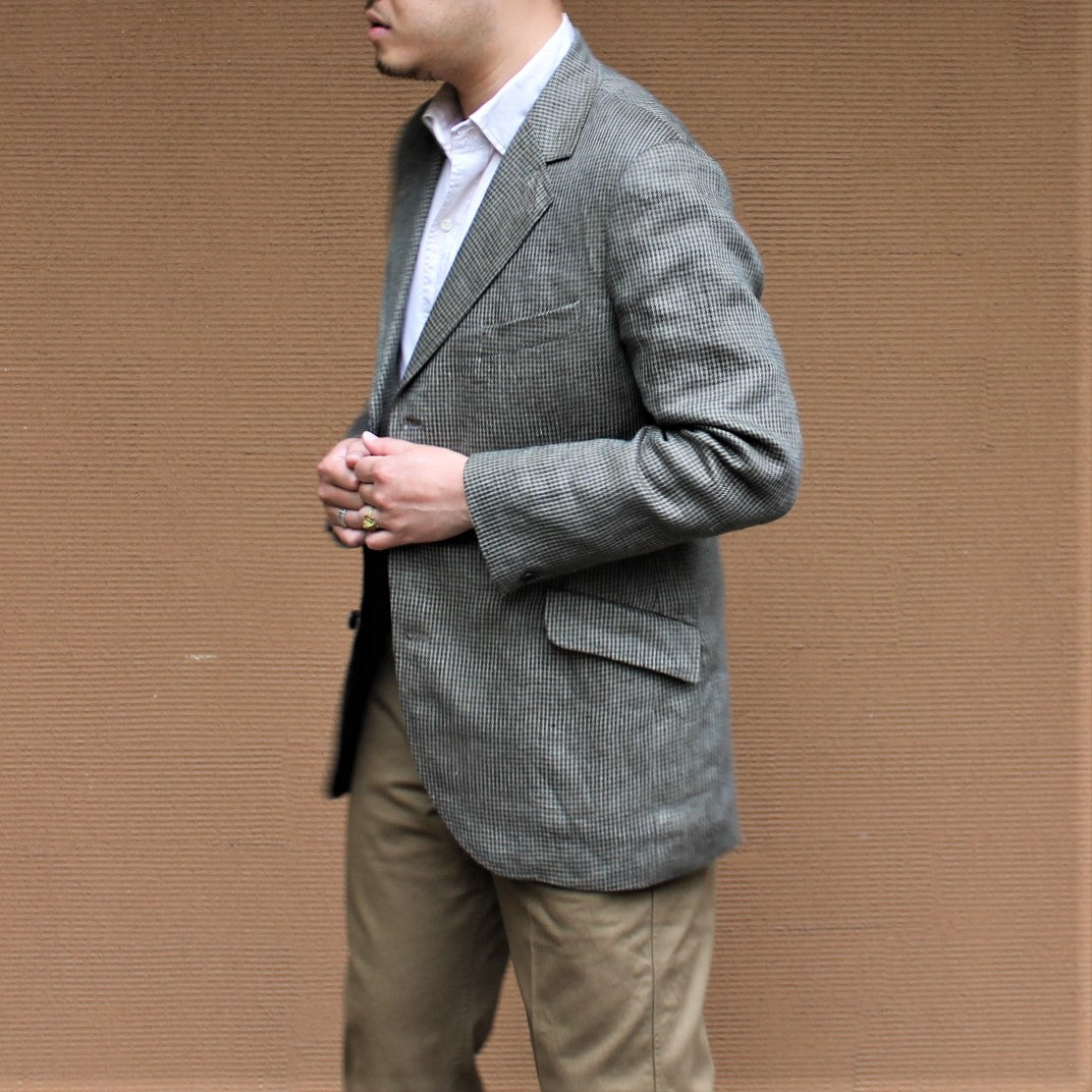 CHARLY LINEN CHECK OLIVE BLUE