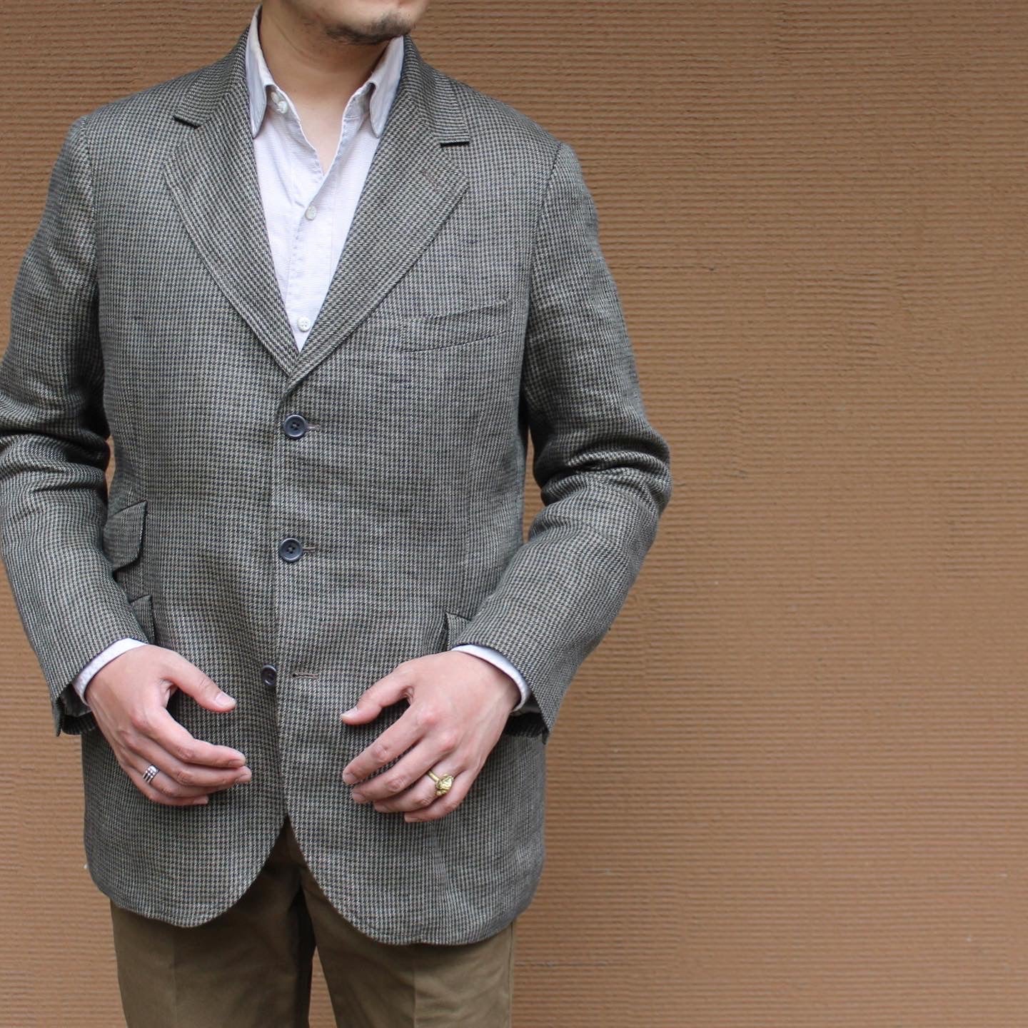 CHARLY LINEN CHECK OLIVE BLUE