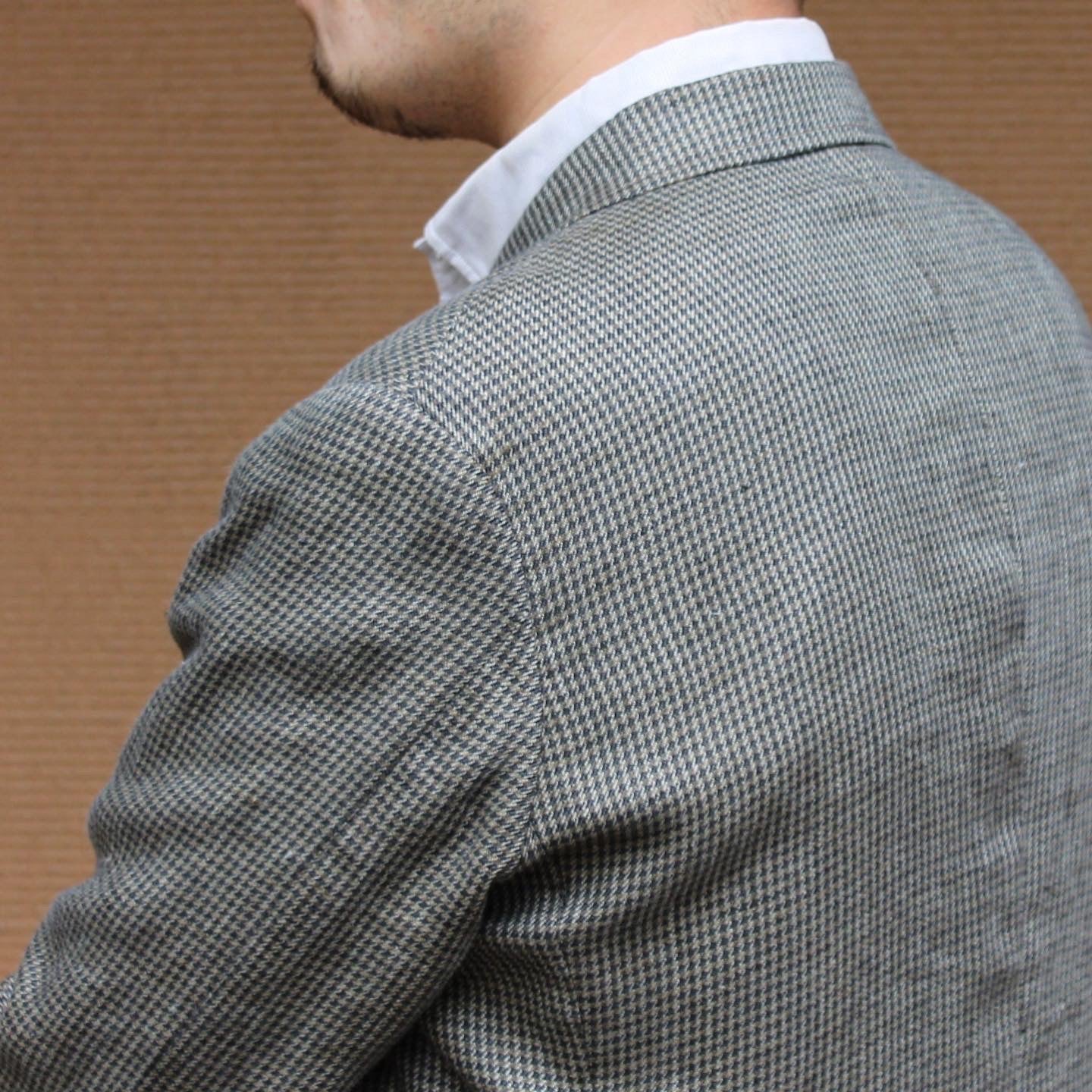 CHARLY LINEN CHECK OLIVE BLUE
