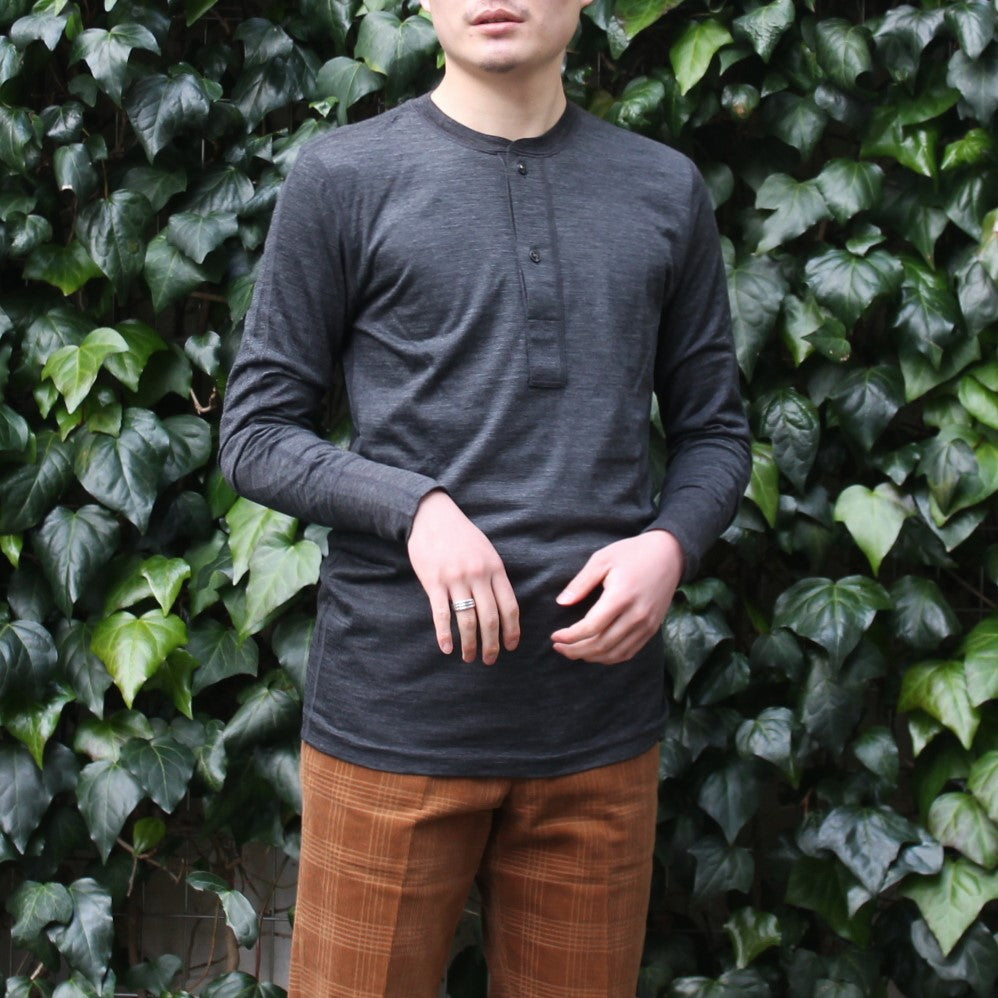 GOOD & WOOLEN MERINO WOOL HENLY NECK TEE L/S