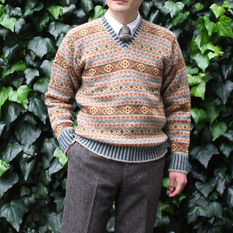 V-NECK FAIR ISLE SWEATER YOUNG PRINCE OF WALES