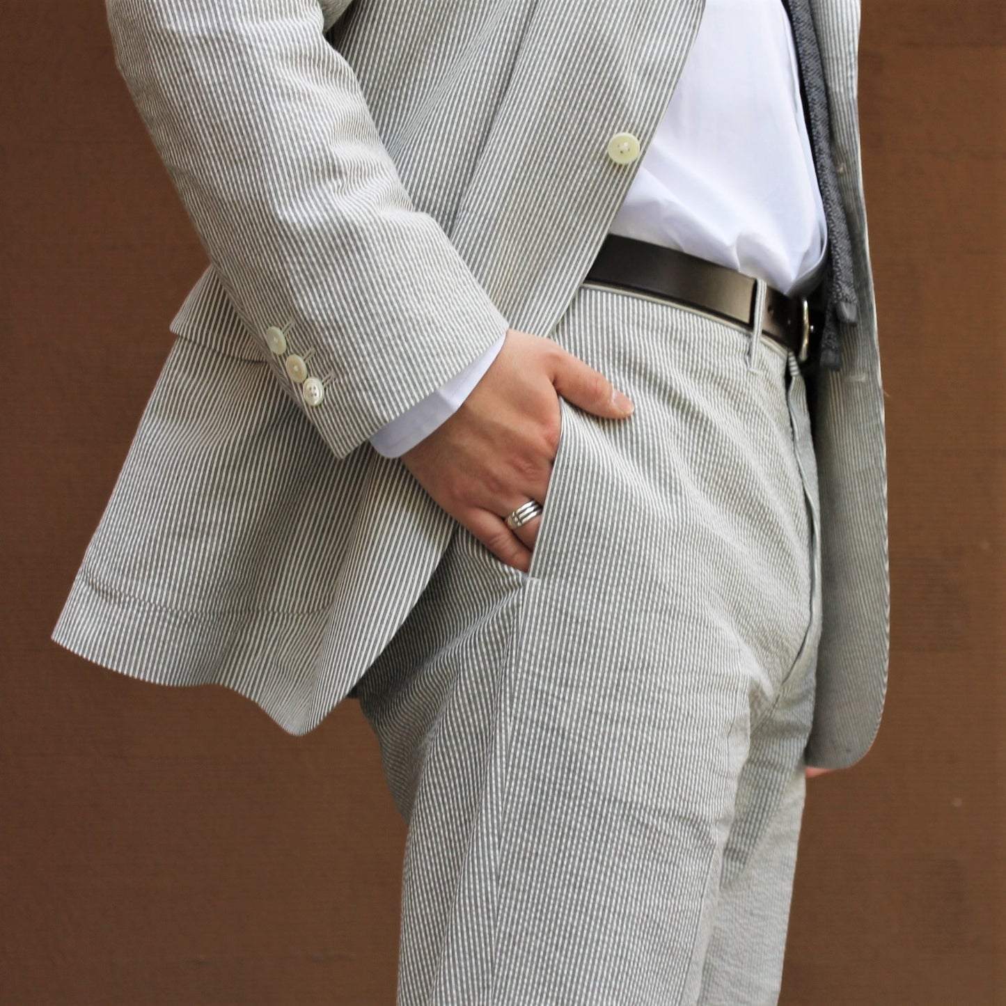 TRIM STEM PANTS SEERSUCKER